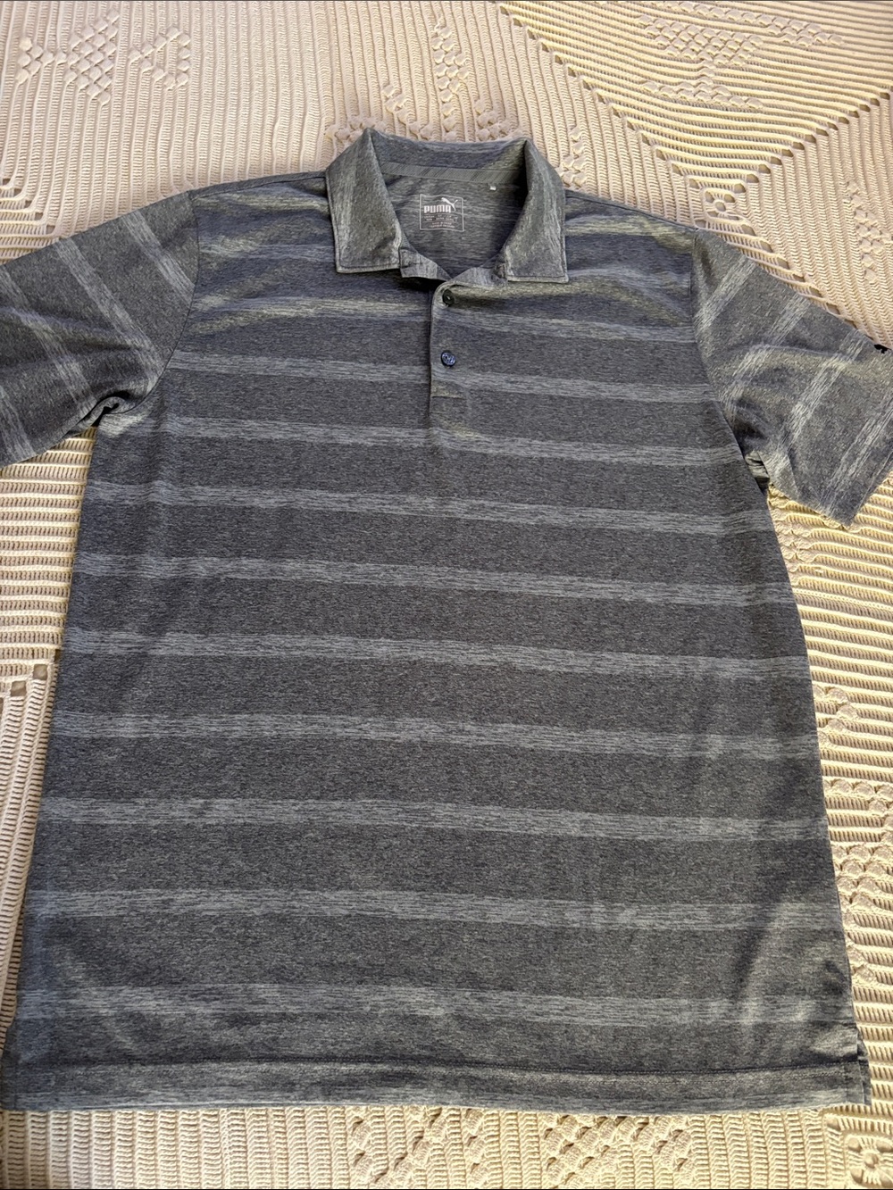 Puma Men’s Dark Gray Striped Polo
